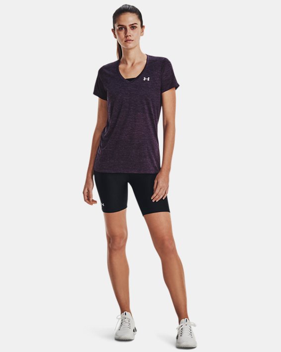 Camiseta con cuello de pico UA Tech™ para mujer, Purple, pdpMainDesktop image number 2